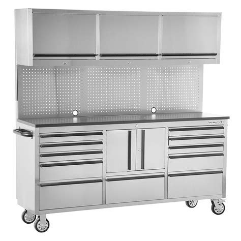 72 in. 11-drawer stainless steel tool box and cabinet combination|72 inch rolling tool cabinet.